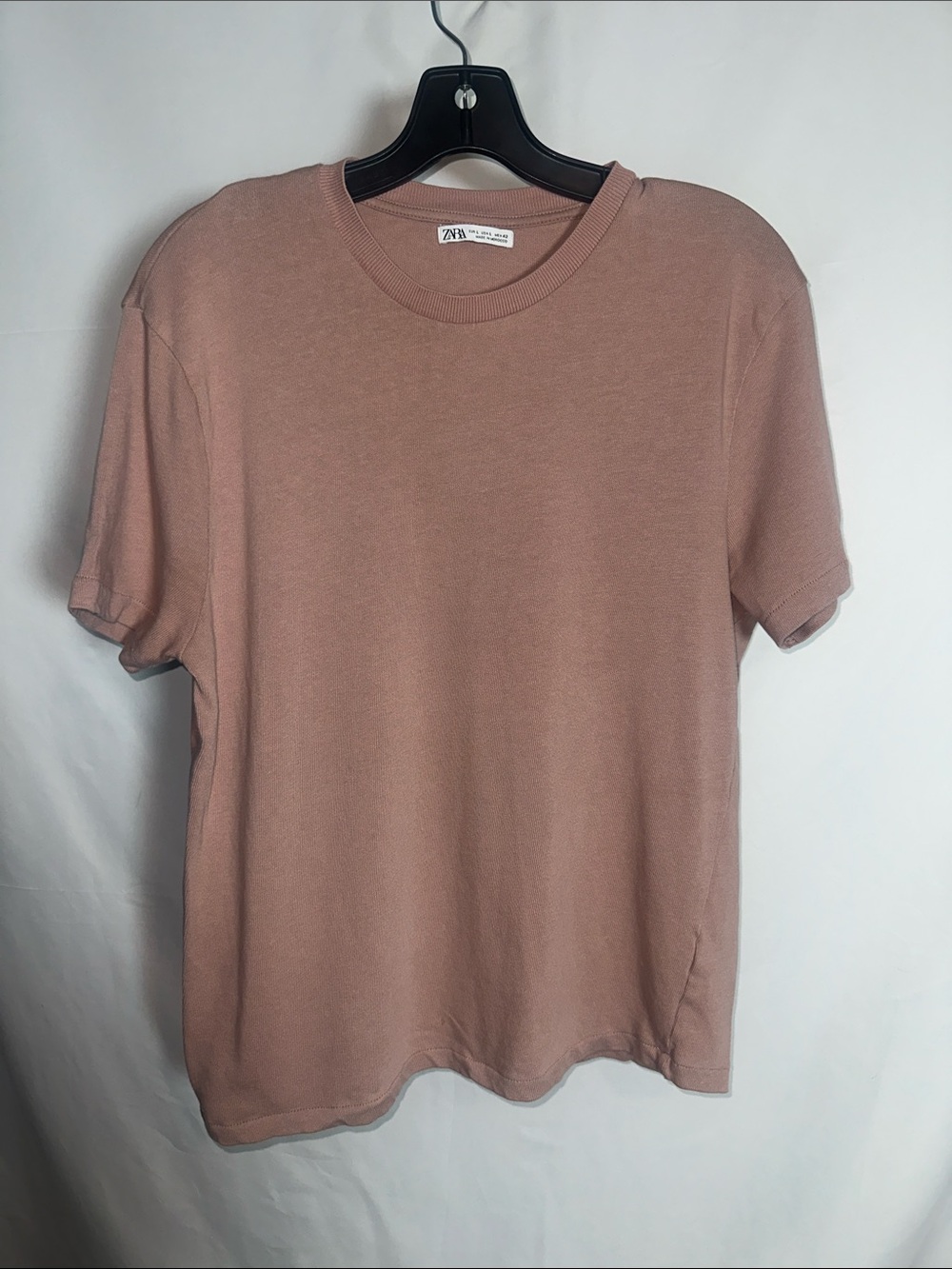 Zara women’s Crew Neck T-Shirt in Dusty Rose